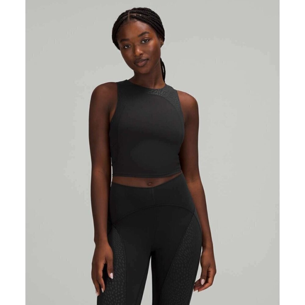 Lululemon Nulu And Mesh Yoga Tank Top Jewel Emboss Black Size 2